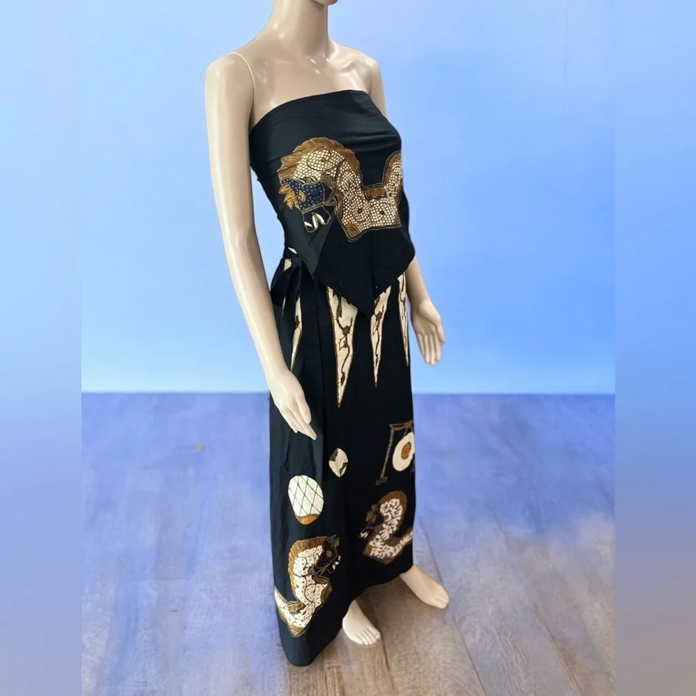 Primissima batik wrap skirt matching scarf vintage